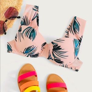 SHEIN Palm Print Push Up Swimming Bikini Top